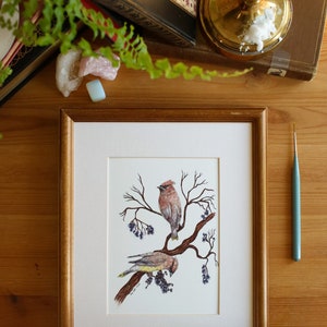 Cedar Waxwings // 5x7 / 8x10 // Art Print // Nature // Birds // Watercolour Painting // Illustration image 1