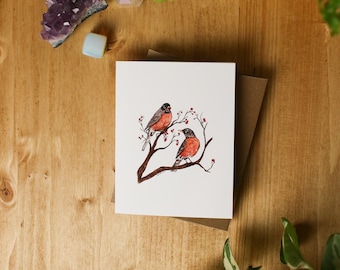 SMALL Robin Greeting Card // 4x5 Greeting Card / Blank Greeting Card / Robin Lover / All Occasions Card / Watercolour Birds