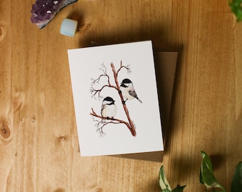 SMALL Chickadee Card // 4x5 Greeting Card / Blank Greeting Card / Bird Lover Card / Chickadee Lover / Watercolour Birds