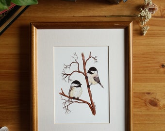 Chickadee Dee Dee // 5x7, 8x10, Art Print, Nature, Oiseaux, Aquarelle, Illustration