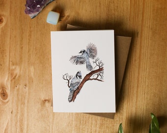 SMALL Blue Jays // 4x5 Greeting Card / Blank Greeting Card / Bird Lover Card /Blue Jay Fan / All Occasions Card / Watercolour Birds