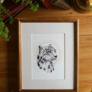 Snow Leopard // 5x7 / 8x10 Art Print // Grote Kat // Illustratie // Dier