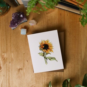 PETITE carte de voeux d'été tournesol / Carte 4 x 5 / Fleur aquarelle / Carte de voeux vierge / Carte pour toutes les occasions