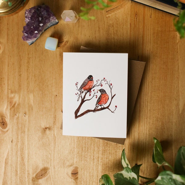 SMALL Robin Greeting Card // 4x5 Greeting Card / Blank Greeting Card / Robin Lover / All Occasions Card / Watercolour Birds