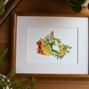 OH Canada // Muurkunst 5 x 7 / 8 x 10 // Canadees // Kaart // Topografie // Illustratie