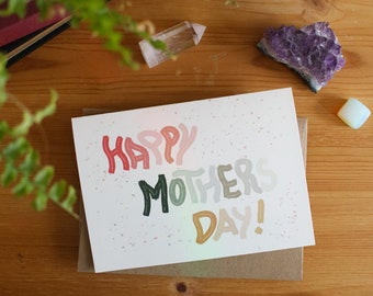 Happy Mothers Day // Greeting Card, Mothers Day, Classic Card, Typography, Blank Card, 5x7 Card, Pastels