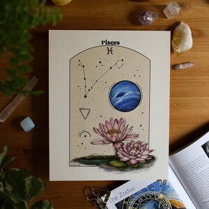 Pisces - Astrology Poster // 8x10, Astrology Lovers, Pisces Zodiac Sign, Astrology Gift for Pisces, Zodiac Birthday, Unique Gift Idea