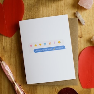 PETIT J'aime sur la lune et retour ! // Carte de voeux 4 x 5 / Carte de voeux vierge / Carte de Saint-Valentin / Jolie carte / Cadeau mignon / Lune et dos