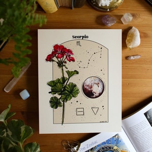 Skorpion - plakat astrologiczny // 8x10, Miłośnik astrologii, Znak zodiaku Skorpion, Prezent astrologiczny dla Skorpiona, Urodziny zodiakalne, Pomysł na wyjątkowy prezent