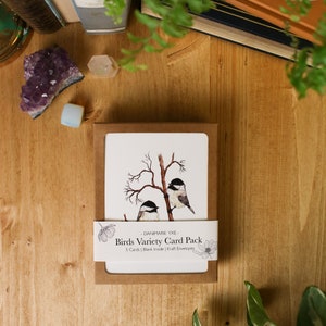 SMALL Bird 5 PCK Card Pack // 4x5 Cards / 5 Card Pack / Bird Lover Cards / Chickadees / Robins / Watercolour Birds