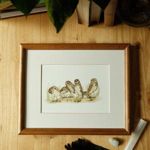 Burrowing Owls // 5x7, 8x10, Owl Painting, Wall Art, Home Decor, Bird Lover, Illustration, Watercolour, Cute Birds