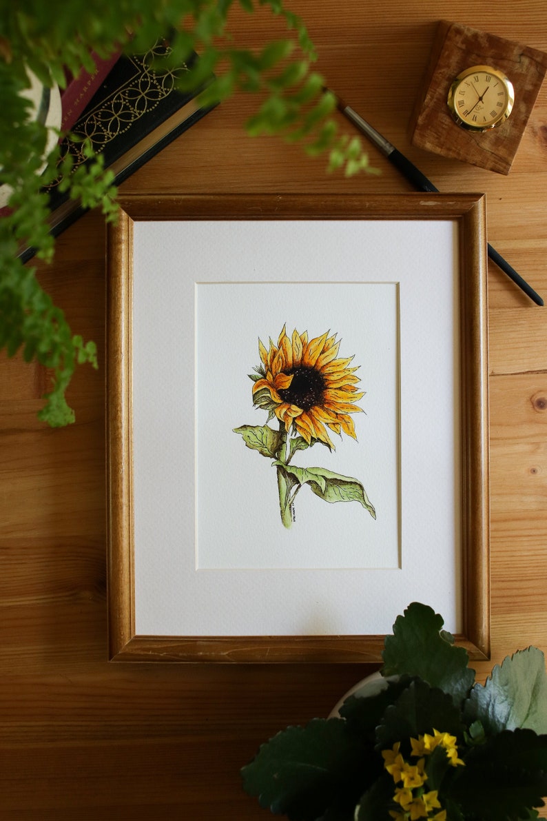 Sunflower Summer // 5x7 / 8x10 Art Print, Floral Art, Flower Painting Gift for Mom, Flower Watercolour Wall Art, Sunflower artwork 