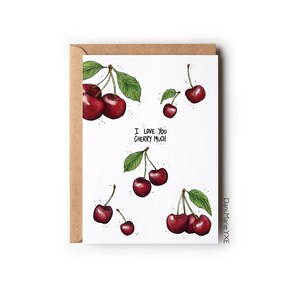 I Love You Cherry Much // Carte de vœux 5x7, Carte drôle, Punny, Carte, Carte pour un ami, Carte drôle pour un être cher