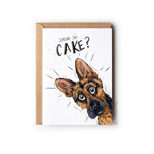 Où est le gâteau ? // Carte de voeux 5 x 7, carte de voeux vierge, carte de joyeux anniversaire, carte d'anniversaire drôle, carte animal mignon