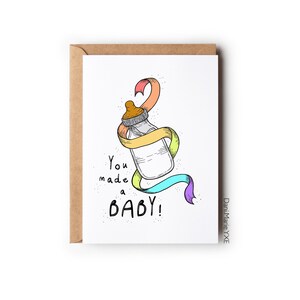 You Made a Baby // Carte de vœux 5x7, Carte drôle, Carte de douche de bébé, Cadeau de bienvenue pour bébé