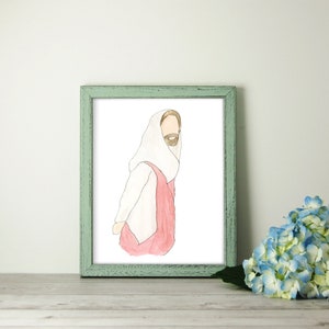 Watercolor Portrait of the Savior-Jesus Christ-Inspiring Wall Art-Custom Home Decor-Faceless Portrait of Christ-Instant Download-Digital Art