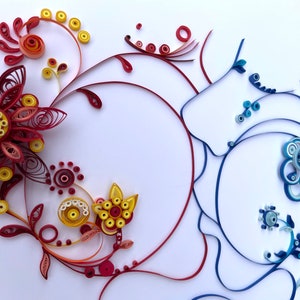 KISS Paper Quilling Originale Grande Arte Murale / Matrimonio / Anniversario / Regalo per lei / per lui / Amore / Passione / Decorazione per la camera da letto / Pezzo unico