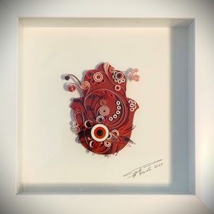 Vibrant Red Mini Quilled Hamsa - Protective Wall Art