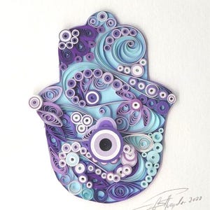 Original Paper Quilling Hamsa/Evil Eye/Hanukkah Gift/Good Luck/Framed Wall Art/Jewish Wedding Gift/Jewish Art/Protection/Mothers Day Gift