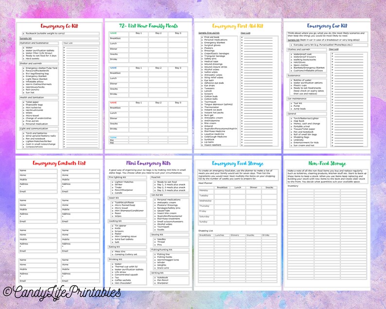 Printable Emergency Preparedness Planner Bundle • Worksheets • 72 Hour ...