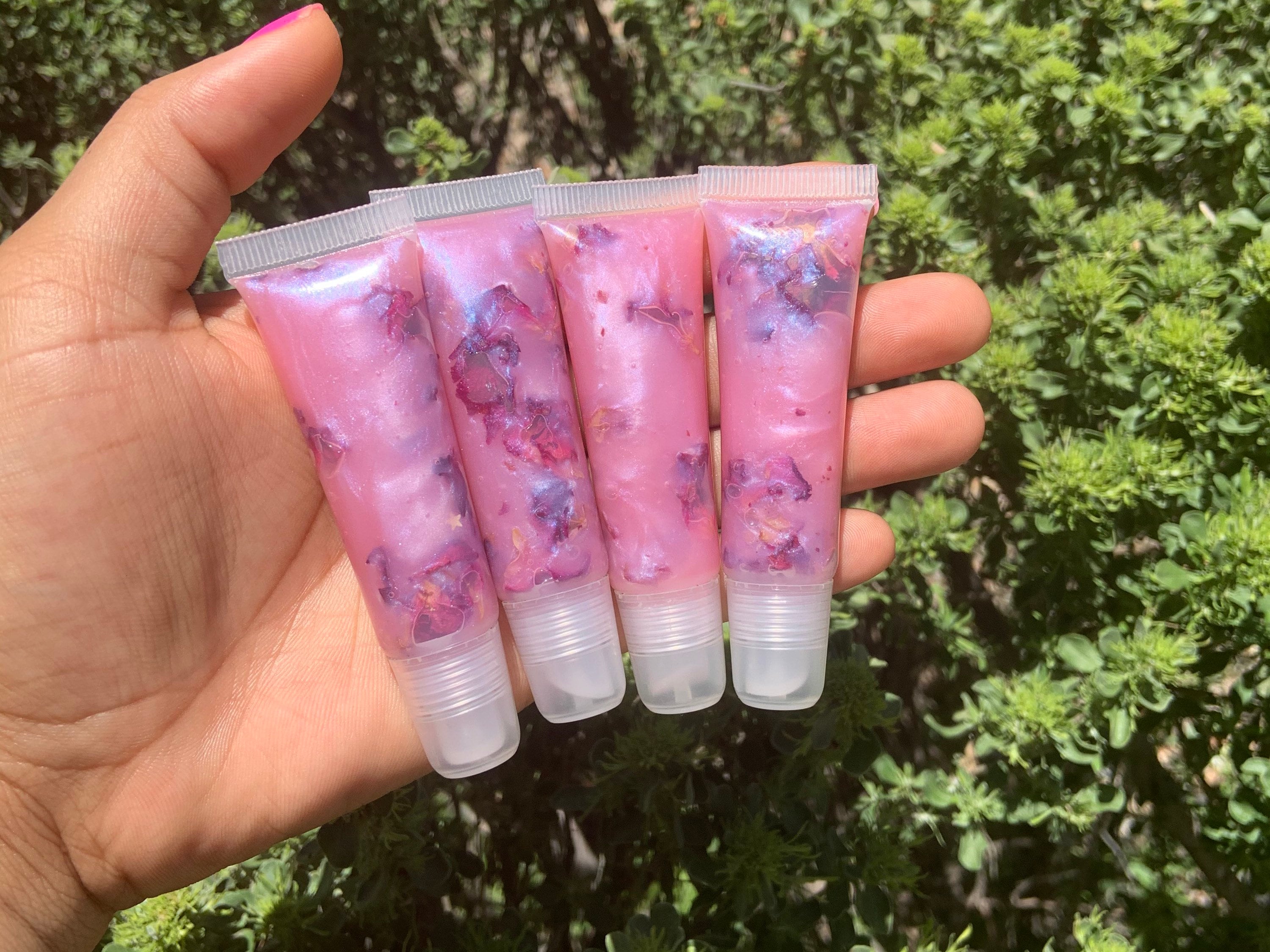 Pink rose lip gloss Etsy