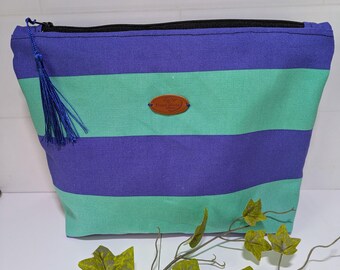 Handmade Zipped Toiletry Pouch: Cruise Bag. Nautical pouch