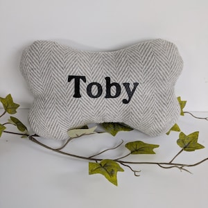 Personalised tweed dog toy with squeak. Dog gift. Dog toy. Personalised dog toy. Dog bone. Personalised dog bone. Handmade