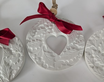 Handmade Air Dry Clay Christmas Ornaments.Essential Oil Diffuser Set of 3