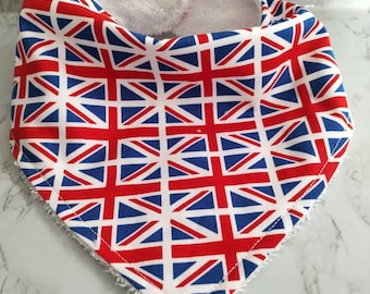 Dribble bib. Baby bib. Union jack fabric. Handmade