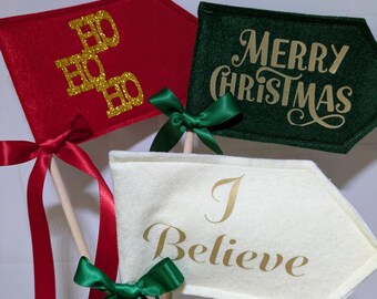 Handmade Christmas flag. Christmas decorations. Christmas pennant
