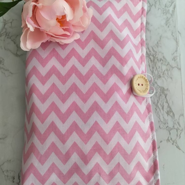 Baby wallet. Pink Chevron fabric. Nappy clutch. Nappy pouch. Wetwipe pouch. Holiday pouch