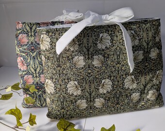 Bow book sleeve in pimpernel, William Morris fabric. Book pouch. Book protector. Paperback sleeve.  book  bag. Kindle case.Handmade