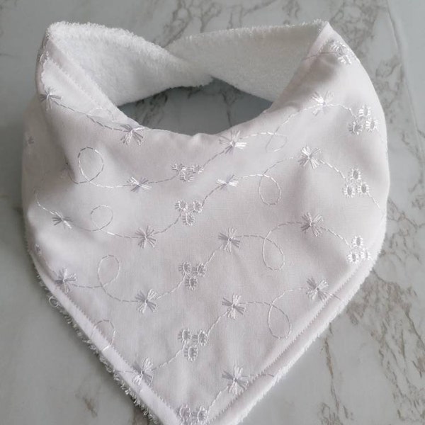 Dribble bib. Special occasion bib. Broderie anglaise fabric. Baby bib. Dribble bib.Handmade