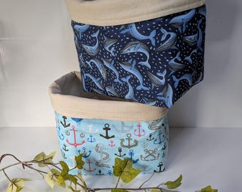 Handmade Fabric Storage Basket: Nursery Organiser, Plant Pot. Fabric basket