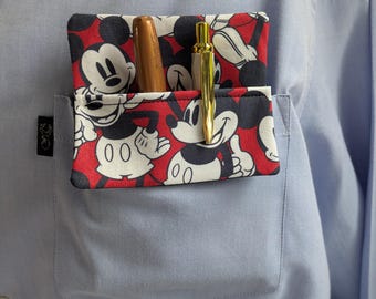 Pen pocket organiser.Fabric pocket Pen Holder: Pocket protector Healthcare.Nurse. Caregiver.Teacher, Doctor, Office, Lab tech