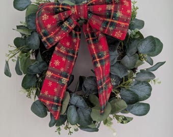 Christmas bow. Christmas decor. Door decoration. Bow for wreath.Handmade