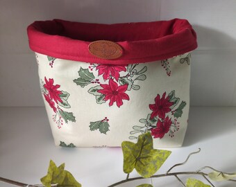 Handmade Christmas Fabric Basket: Reversible Holiday Storage