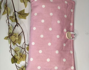 Baby wallet. Spot fabric. Nappy clutch. Nappy pouch. Wetwipe pouch. Holiday pouch