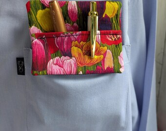 Pen pocket organiser.Fabric pocket Pen Holder: Pocket protector Healthcare.Nurse. Caregiver.Teacher, Doctor, Office, Lab tech
