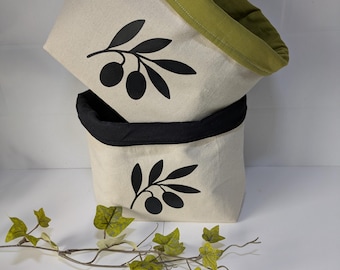 Handmade Fabric Storage Basket: Bread basket.kitchen Organizer, Plant Pot