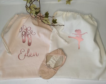 Ballet shoe bag. Drawstring ballet bag. Shoe bag. Personalised shoe bag. Ballet bag. Handmade