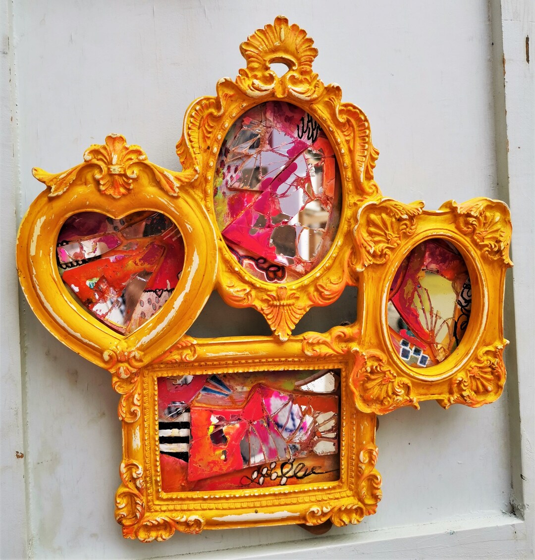 Quirky Yellow Wall Mirror/ Wall Art/ Mirror/vintage Style Etsy