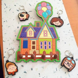 Keyholder UP keychain  Carl and Ellie Movie key holder house up Housewarming Gift for a New Homeowner anniversary Balloon House Gift