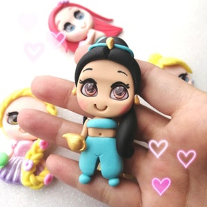 Polymer Princess For Bows Centers, polymer Clay, Bow Making Supplies, Charm for Hair Bows- handmade snow white - mermaid - jasmine- Rapunzel