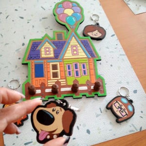 keychain  Carl Ellie Movie up key holder house up Gift for a New Homeowner anniversary gift Housewarming Balloon House Entryway Organizer