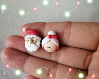 earrings Christmas studs polymer clay -  ginger bread- snowmen - trees- Hypoallergenic- Santa Claus Christmas present