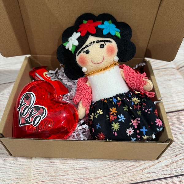 san valentine's gift Mexican Doll felt - Doll Handmade- felt plushies  Kahlo Soft Figure Mexican Handmade - Frida Doll