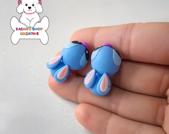 Earrings Stitch Bite  Lilo Polymer Clay Earrings Handmade Gift Handmade Earrings Idea Cute Angel Bite present gift