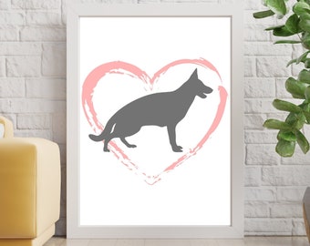 German Shepherd Printable Wall Art, Unique Gift for Dog Lovers, Sustainable and Budget-Friendly, Affordable Dog Lover Gift