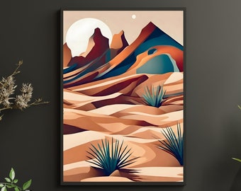 Minimalist Desert Dunes Art Print: Boho Southwestern Decor (Digital Download)